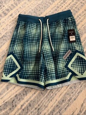 NWT Legends II Teal Plaid Crenshaw 8” Basketball Athletic Shorts Sizes S & M